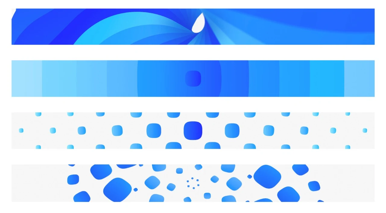 Three horizontal frames of the HyperOS visual system