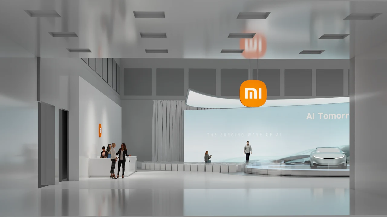 Xiaomi exhibition concept with a long curved ceiling